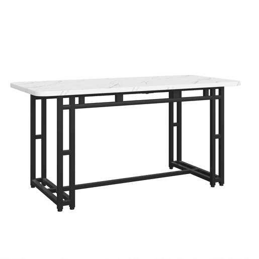 Mesa de jantar - tampo em mármore - pés em metal preto - 140x80cm - Preto e branco