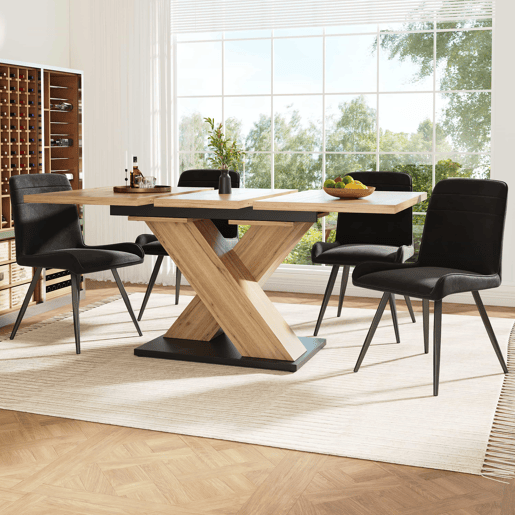 Mesa de jantar retrátil 158,5 x 80 cm - 6 a 8 pessoas - MDF - Natural