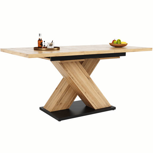 Mesa de jantar retrátil 158,5 x 80 cm - 6 a 8 pessoas - MDF - Natural