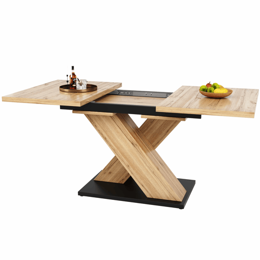 Mesa de jantar retrátil 158,5 x 80 cm - 6 a 8 pessoas - MDF - Natural