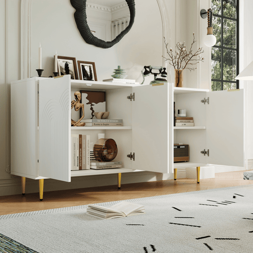 Aparador de mdf com 4 portas,branco Aparador de mdf com 4 portas,branco