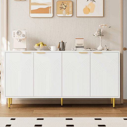 Aparador de mdf com 4 portas,branco Aparador de mdf com 4 portas,branco