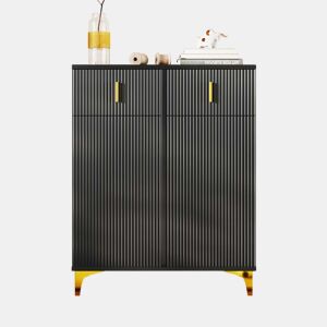 Aparador moderno - 2 portas com prateleiras reguláveis e 2 gavetas - Preto