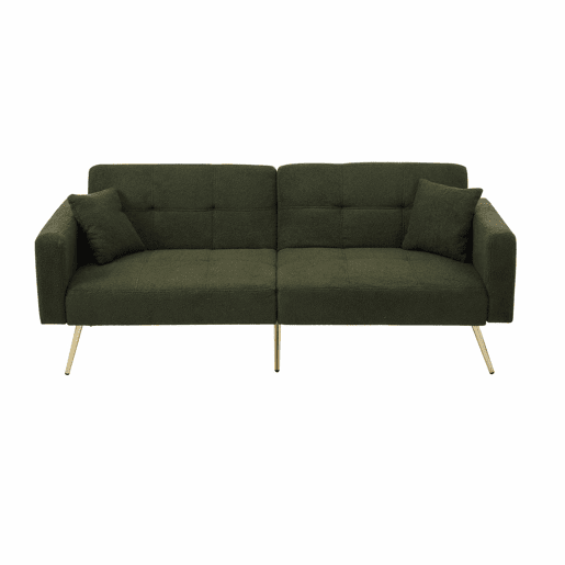 Sofá convertível com encosto regulável - 2 lugares - Tecido turco - Verde