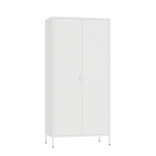 Roupeiro Esteli 2 varões 4 prateleiras reguláveis aço 170x80x45 cm Branco en.casa