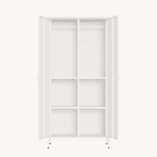 Roupeiro Esteli 2 varões 4 prateleiras reguláveis aço 170x80x45 cm Branco en.casa