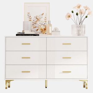 Cômoda dupla de mdf com 6 gavetas,branco