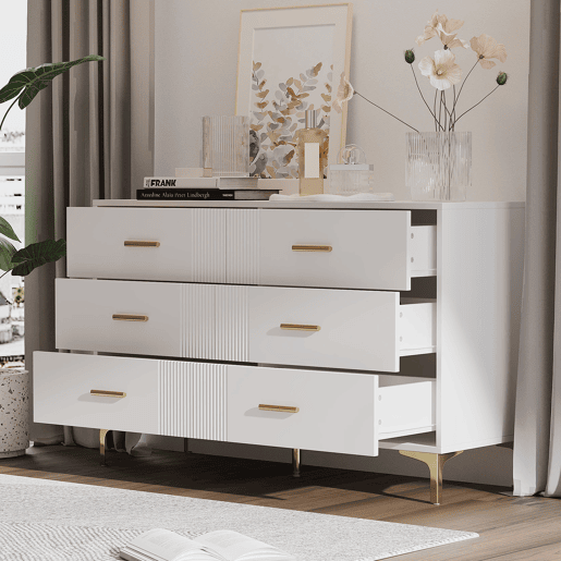 Cômoda dupla de mdf com 6 gavetas,branco