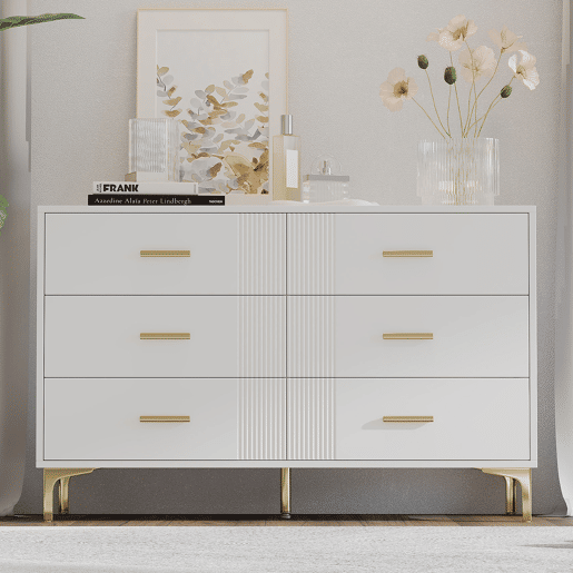 Cômoda dupla de mdf com 6 gavetas,branco