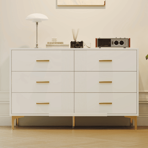 Cômoda dupla de mdf com 6 gavetas,branco