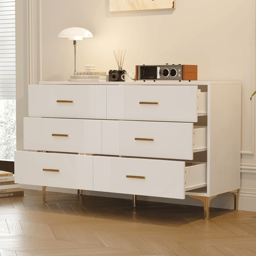 Cômoda dupla de mdf com 6 gavetas,branco