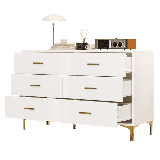 Cômoda dupla de mdf com 6 gavetas,branco