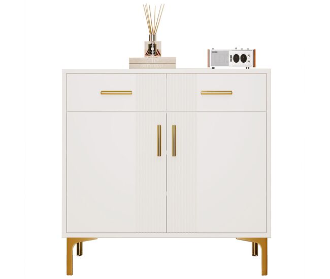 Aparador de mdf con 2 puertas y 2 cajones,blanco