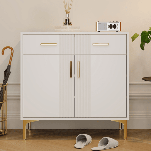 Aparador de mdf com 2 portas e 2 gavetas,branco Aparador de mdf com 2 portas e 2 gavetas,branco