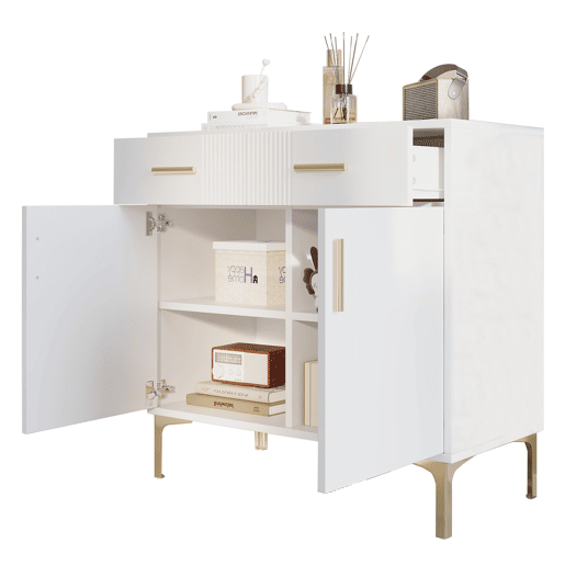 Aparador de mdf com 2 portas e 2 gavetas,branco Aparador de mdf com 2 portas e 2 gavetas,branco
