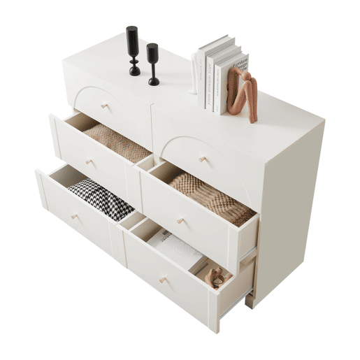 Cômoda dupla de painel de partículas com 6 gavetas,branco