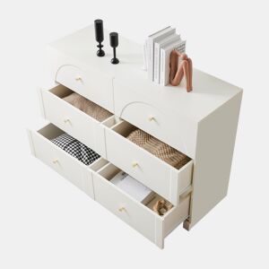 Cômoda dupla de painel de partículas com 6 gavetas,branco