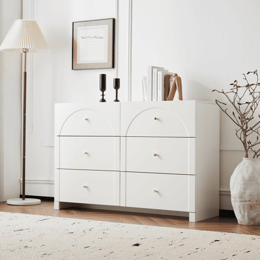 Cômoda dupla de painel de partículas com 6 gavetas,branco