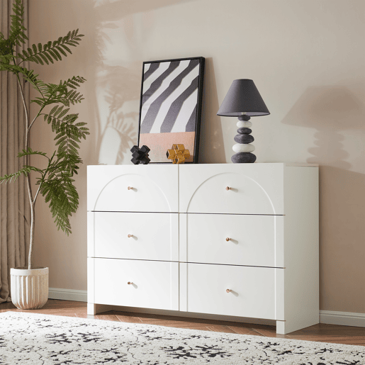 Cômoda dupla de painel de partículas com 6 gavetas,branco