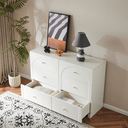 Cômoda dupla de painel de partículas com 6 gavetas,branco