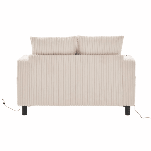 Poltrona chaise longue grande - macia com porta-copos laterais, portas USB, iluminação LED integrada - Bege