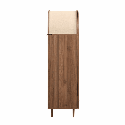Armário elegante com portas de tecido e gaveta - Aparador - Madeira, pés de madeira estáveis, armazenamento prático para roupas e acessórios