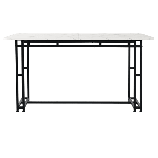 Mesa de jantar - tampo em mármore - pés em metal preto - 120x70cm - Preto e branco