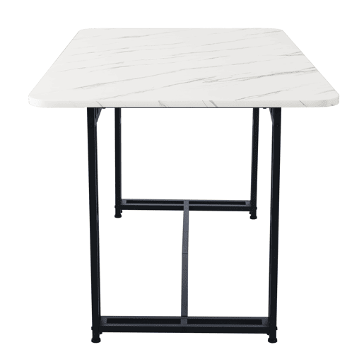 Mesa de jantar - tampo em mármore - pés em metal preto - 120x70cm - Preto e branco