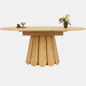 Mesa extensível redonda 118-158 cm - Mesa de jantar para 6 pessoas - Cor madeira