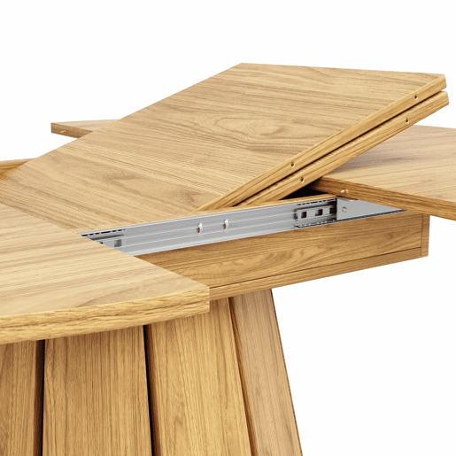 Mesa extensível redonda 118-158 cm - Mesa de jantar para 6 pessoas - Cor madeira