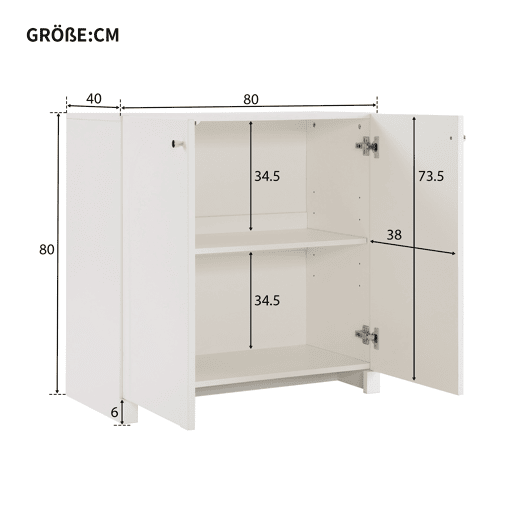 Aparador de painel de partículas com 2 portas,branco