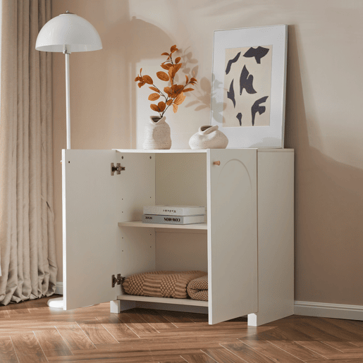 Aparador de painel de partículas com 2 portas,branco