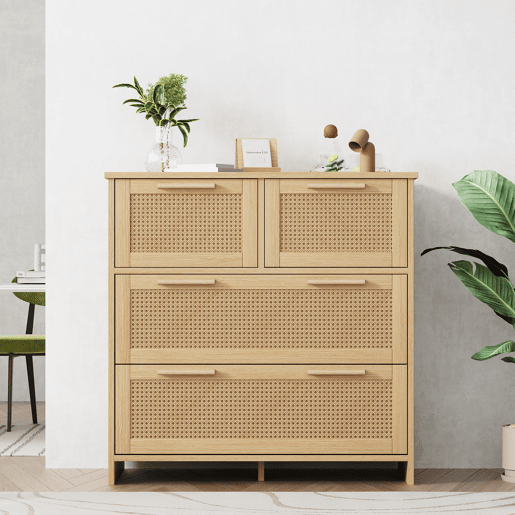 Cômoda dupla de mdf com 4 gavetas,natural