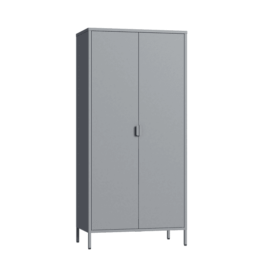 Roupeiro Esteli 2 varões 4 prateleiras reguláveis aço 170x80x45 cm Cinzento en.casa