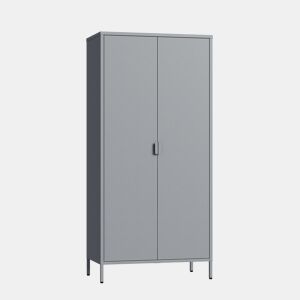 Roupeiro Esteli 2 varões 4 prateleiras reguláveis aço 170x80x45 cm Cinzento en.casa