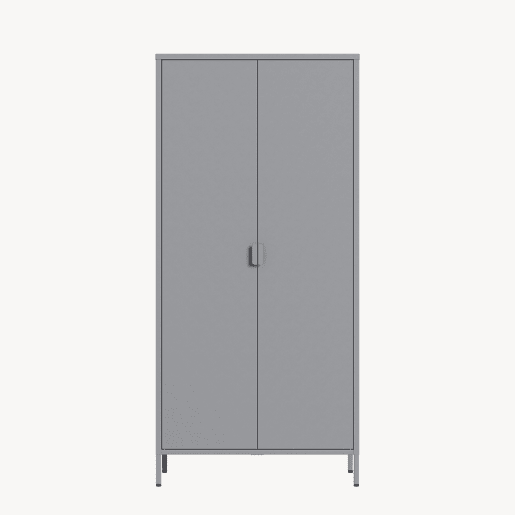 Roupeiro Esteli 2 varões 4 prateleiras reguláveis aço 170x80x45 cm Cinzento en.casa