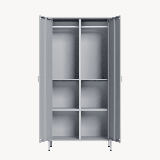 Roupeiro Esteli 2 varões 4 prateleiras reguláveis aço 170x80x45 cm Cinzento en.casa