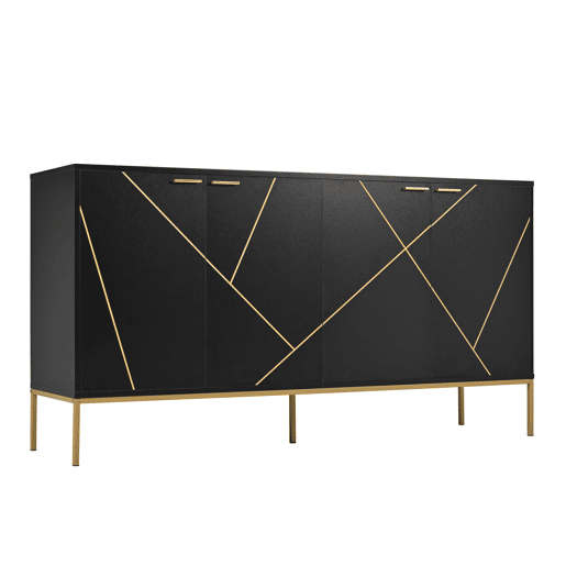 Aparador de painel de partículas com 4 portas,preto
