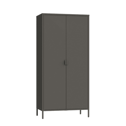 Roupeiro Esteli 2 varões 4 prateleiras reguláveis aço 170x80x45 cm Preto en.casa