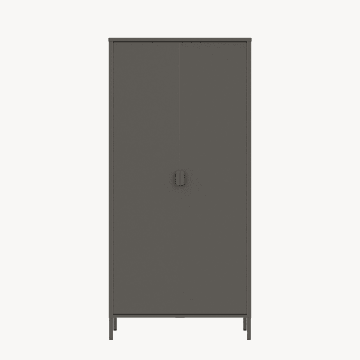 Roupeiro Esteli 2 varões 4 prateleiras reguláveis aço 170x80x45 cm Preto en.casa