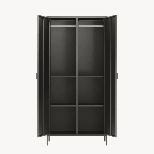 Roupeiro Esteli 2 varões 4 prateleiras reguláveis aço 170x80x45 cm Preto en.casa