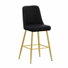 Conjunto de 2 bancos de bar 100 cm - Couro PU preto com estrutura metálica prateada e apoio para os pés confortável - Preto e dourado