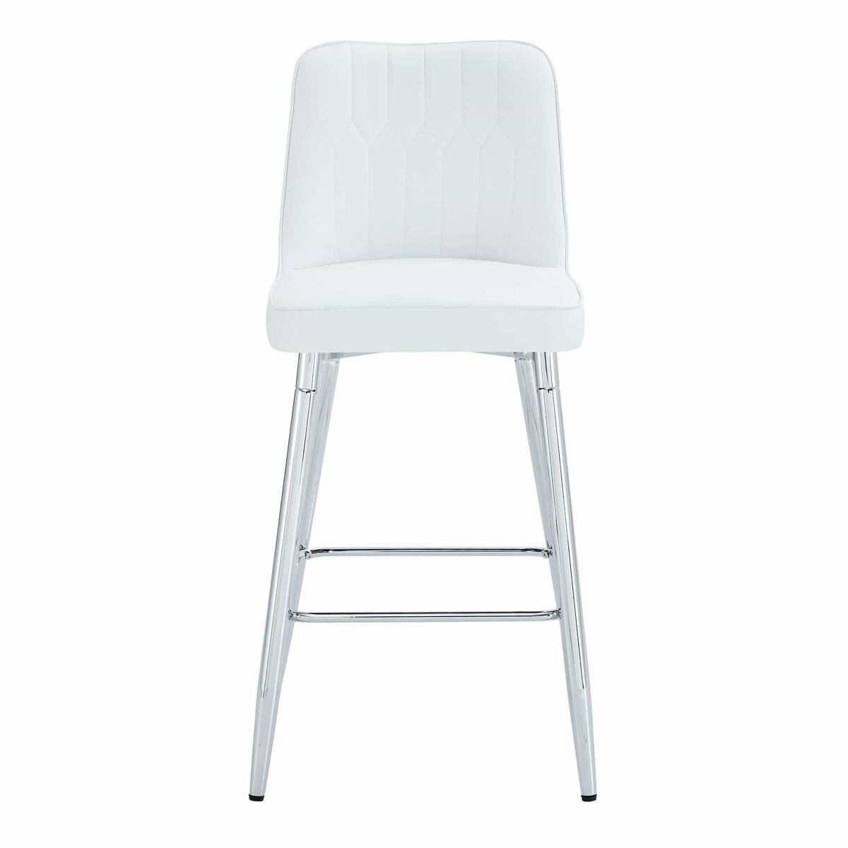 Juego de 2 taburetes de bar, 100 cm - cuero pu blanco, estructura metálica plateada, reposapiés cómodo - blanco y plata