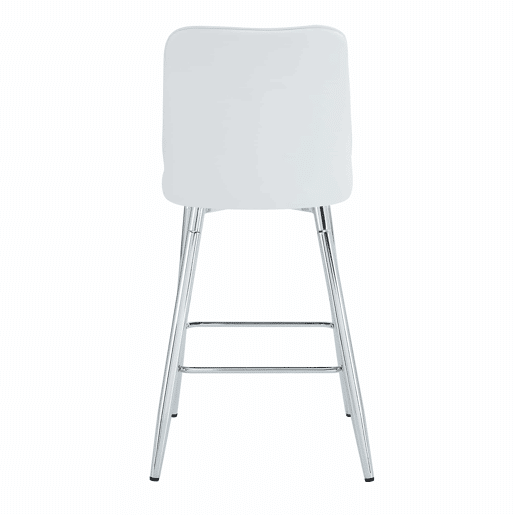 Conjunto de 2 bancos de bar, 100 cm - Couro PU branco, estrutura metálica prateada, apoio para os pés confortável - Branco e prateado