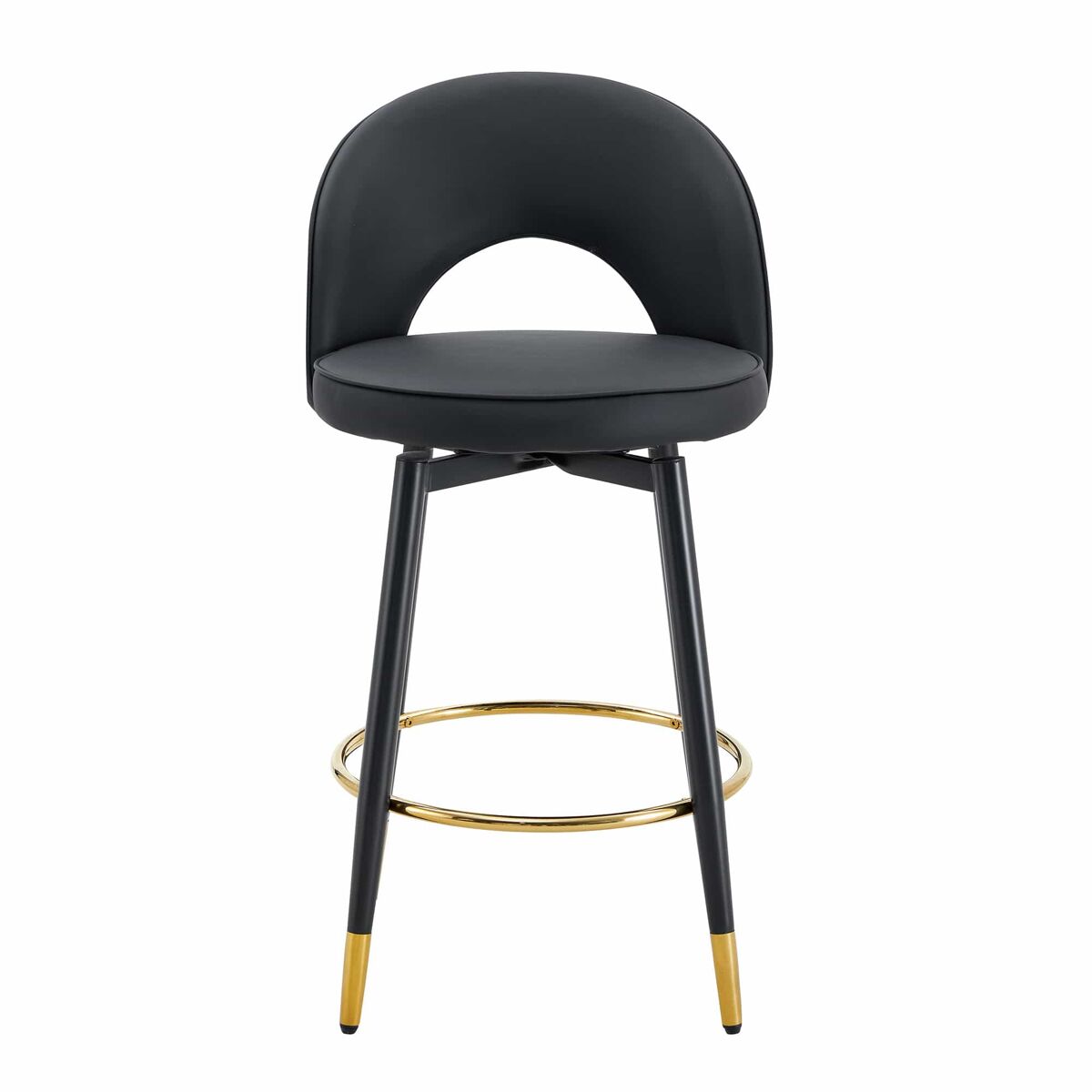 Taburete de bar giratorio 360° - cojín de pu negro, cómodo y acolchado, ideal para bares, comedores, cocinas y terrazas - negro