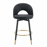 Banco de bar giratório 360° - Almofada em PU preto, confortável e acolchoada, ideal para bares, salas de jantar, cozinhas e terraços - Preto