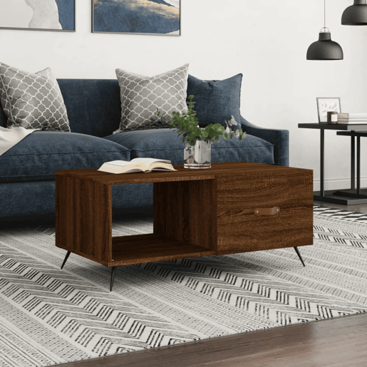 Mesa de Centro, Mesa baixa, 90x50x40 cm derivados de madeira carvalho castanho