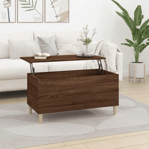 Mesa de Centro, Mesa baixa, 90x44,5x45 cm derivados madeira carvalho castanho