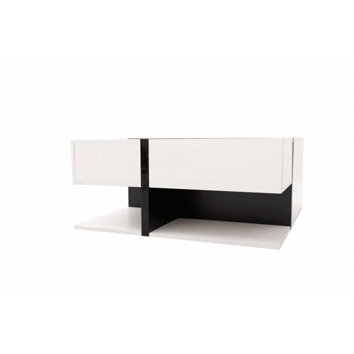 Mesa de centro - 4 gavetas - espaço de arrumação na parte inferior - 78x78x36cm - Preto e branco