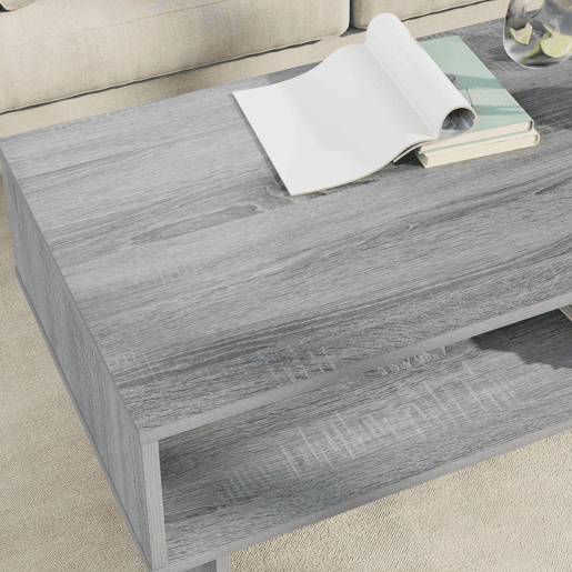 Mesa de Centro, Mesa baixa, Cinza Sonoma 100 x 46 x 35 cm Madeira processada